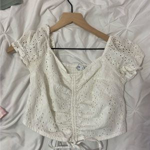 white lace crop top